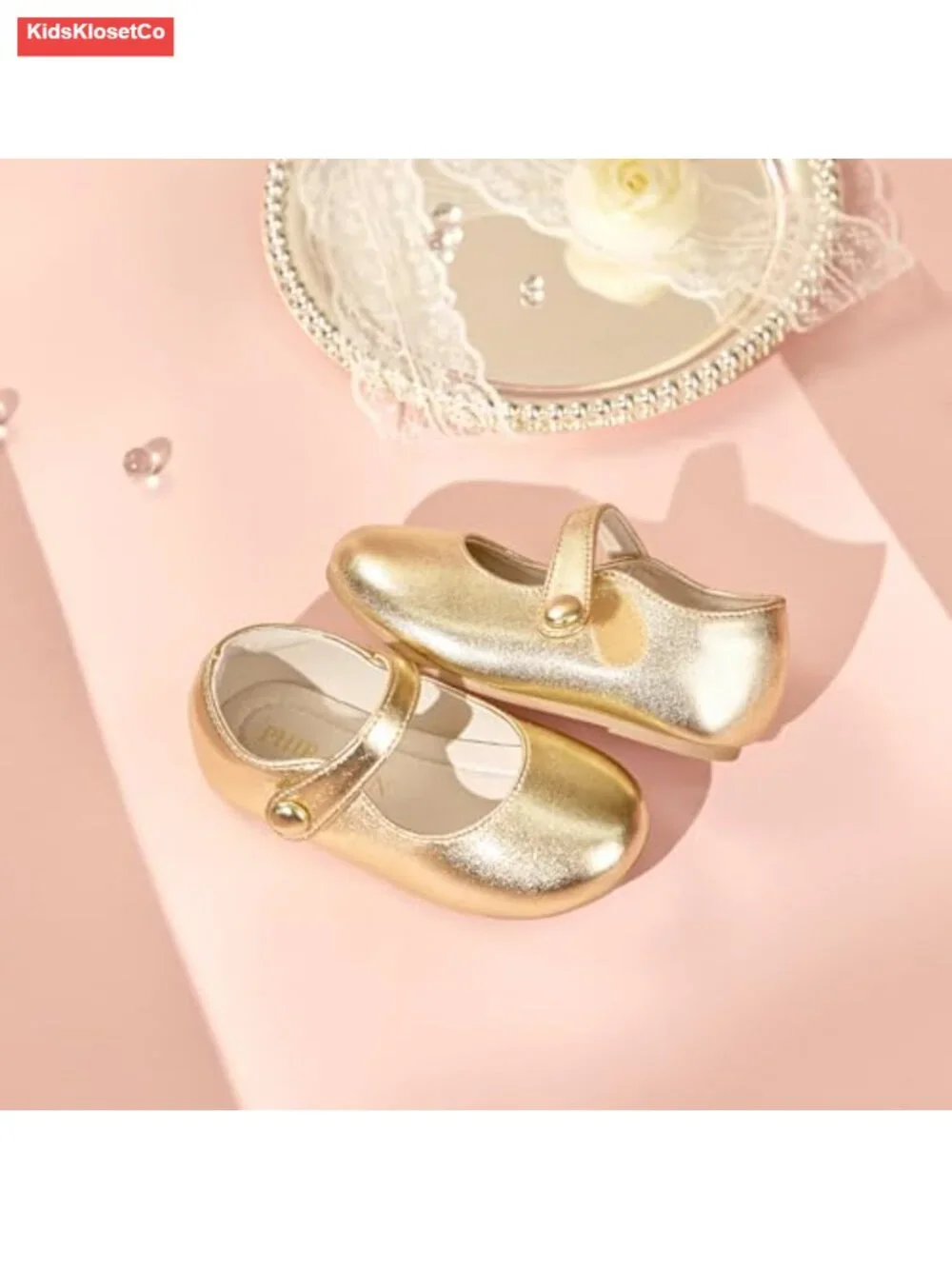 Toddler Glitter Dress Shoes Ballet Flats with Bow Wedding Party